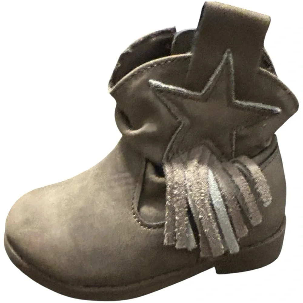 Toddler Cowboy Boots Star Fringed‎ Ankle Booties Western Style Kids Shoes